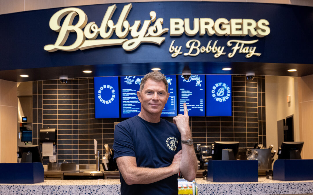 Bobby Flay at his newest Bobby8217s Burgers location at Harrah8217s